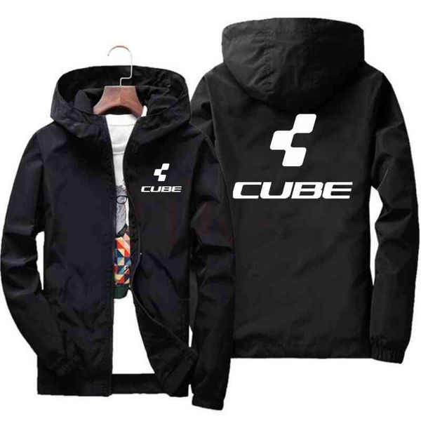 Cube Neue Herren-Freizeitjacke mit Kapuze, lockere, wasserdichte Herren-Windjacke, einfarbig, winddichte Mäntel