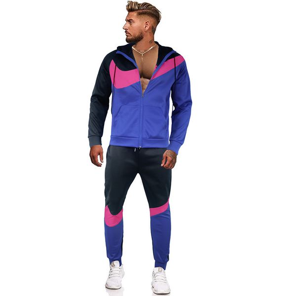 

hoodie sweatpants set tracksuit men hooded sweatshirt pants pullover sportwear suit casual clothes 2 pieces sets 220705, Black