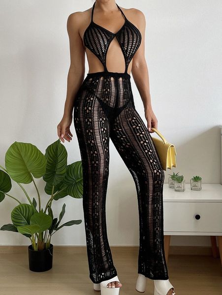 

hollow out crochet cover up 86ch#, White;black