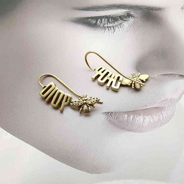 

new fashion trend jewelry luxury quality designer wholesale d home old letters simple temperament earrings women, Silver