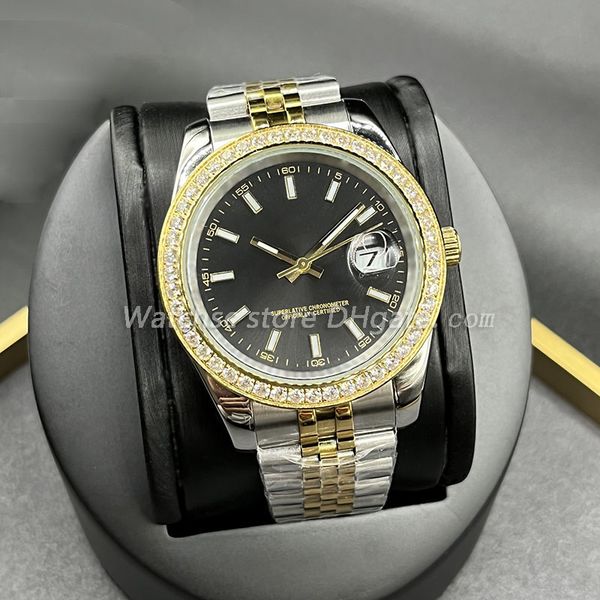 

watchsc - 41mm 36mm movement automatic watch mechanical mens womens bezel stainless steel diamond lady waterproof luminous classic design sp, Slivery;brown