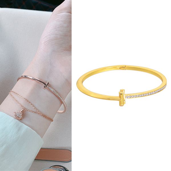 

2022 bracelets for women simple fashion lady charm bracelet bangles charming gold jewelry aaa zircon indian jewellery on hands cuff, Golden;silver