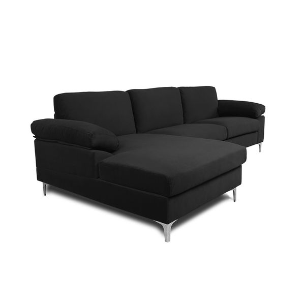 

suit living room sectional sofa black velvet left hand facing