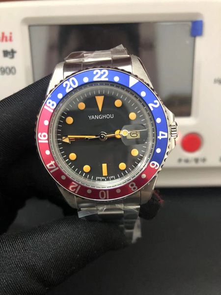 

bp factory wristwatch latest luxury watch asia 2813 movemen 40mm vintage gmt 1675 pepsi sapphire mechanical automatic retro mens watches, Slivery;brown