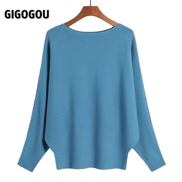 GIGOGOU BATWING MANAGEM LONGO MULHERA FEMÃO FEMANO FEMAN ALTUM FEMAN FEMAN FEMINE OFF JUMPER feminino macio de ombro PULL PULL 201223