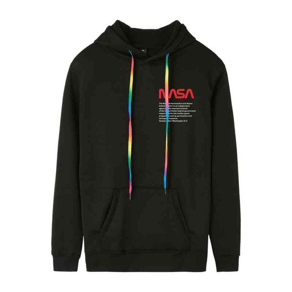 

2021 new nasa astronaut series printed fashion casual hooded sweater, Black