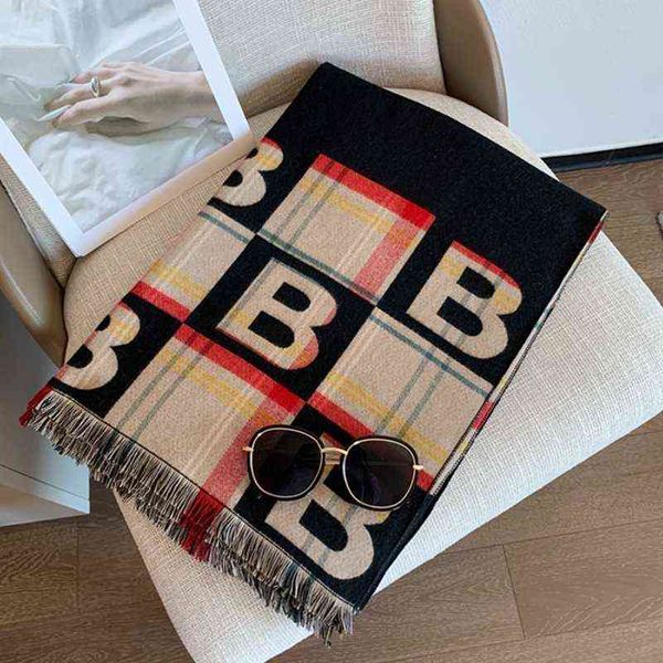 

2022 luxury brand women warm scarf letter print large shawl wrap thick pashmina blanket designer foulard female cashmere bandana g220812, Blue;gray