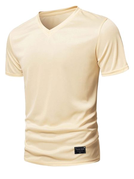 

men patch detail v neck tee b6ie#, White;black