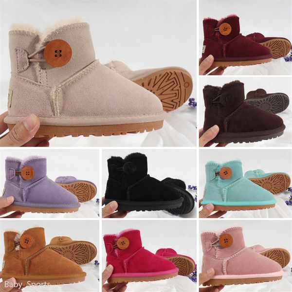 

new winter snow boots thick warm cotton-padded kids shoes slip-resistant buckle suede boots plush girls boots256n, Black