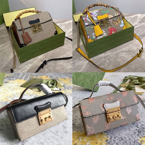 Neueste Vorhängeschloss-Minitasche, Vorhängeschloss, kleine Beeren-Schultertasche, Bambus-Umhängetaschen, Schlüssel mit Lederhalter, Handtasche, Umhängetasche, Mini-Griff, Designer-Luxus-Geldbörse, Kettentasche 23