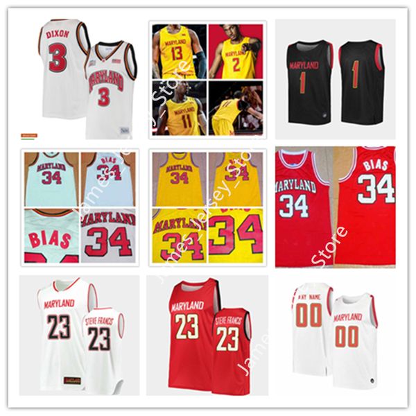 

2022 ncaa custom maryland stitched college basketball jersey 34 len bias jersey 24 donta scott 13 hakim hart 30 galin smith 1 james graham i, Black