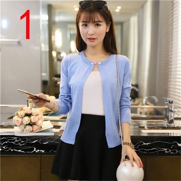 

j60895 summer office lady cardigans thin sweet elegant office workwear casual sweet crochet knitted cardigans y200106, White;black