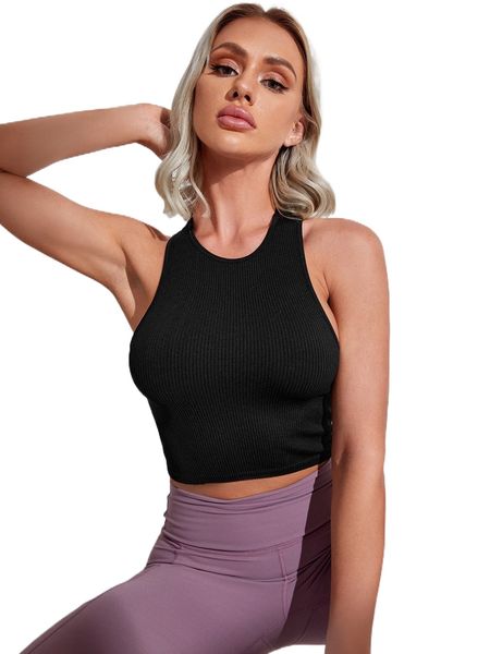 

solid racer back crop sports tank s6oa#, Gray