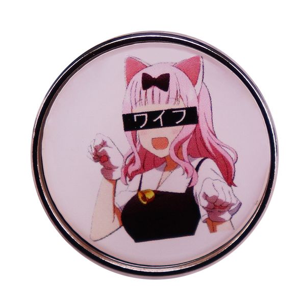 

kaguya sama love is war badge chika fujiwara brooch lapel pin pink hair anime girl fashion jewelry, Blue