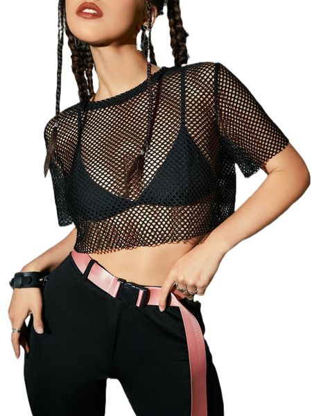 

fishnet mesh crop without bra c1vr#, White