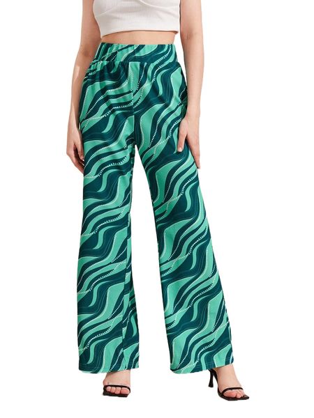 

x emily vidovich marbled print wide leg pants q09i#, Black;white