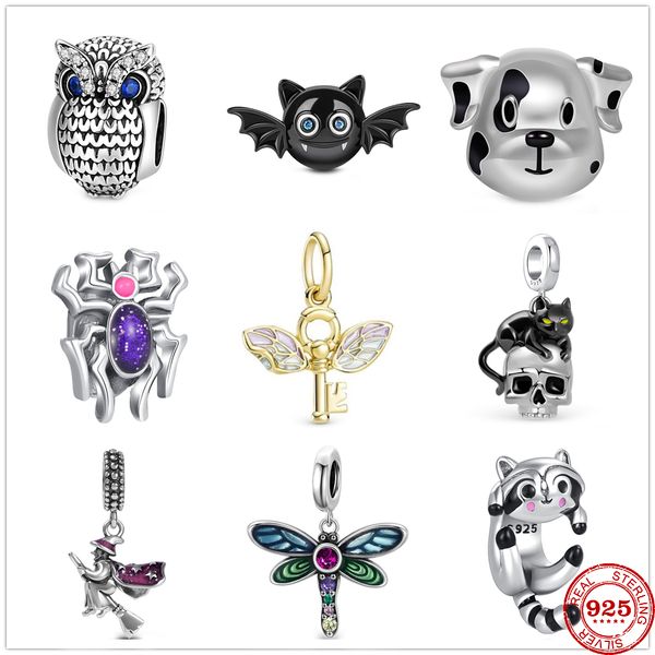 925 Sterling Silber Baumeln Charm Neue Libelle Dämon Eule Spinne Schädel Perlen Bead Fit Pandora Charms Armband DIY Schmuck Zubehör