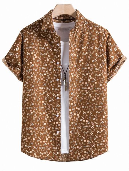 

men random floral print shirt without tee l4nb#, White;black