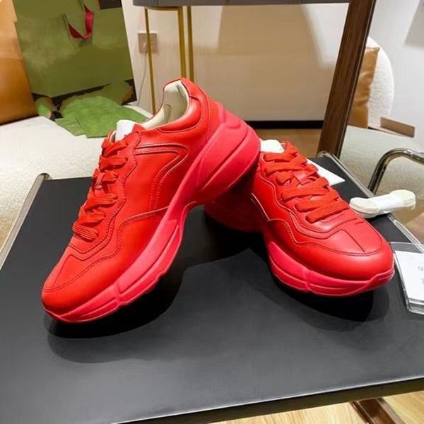 2022 En Kaliteli Erkek Rhyton Rahat Ayakkabılar Baba Sneaker Paris Moda Kadınlar Ayakkabı Platformu Spor Eğitmenler Çilek Fare Dalga Ağız Kaplan Web Baskı Size35-46 MKJK001