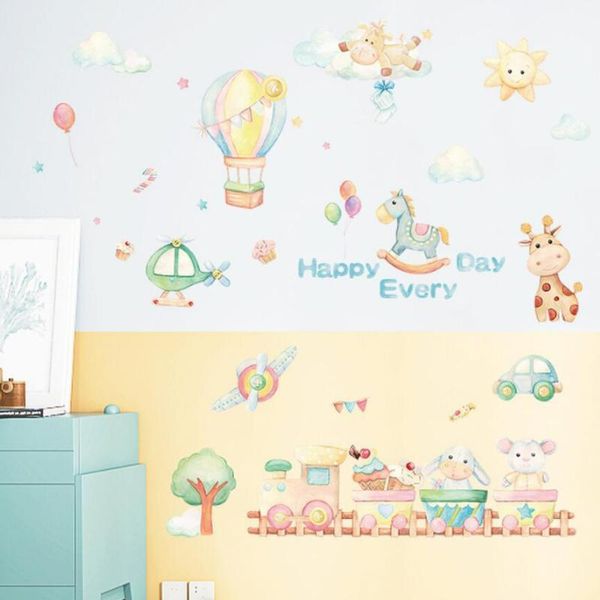 

wall stickers happy little train cartoon children's room entrance cabinet wardrobe classroom bedside decoration