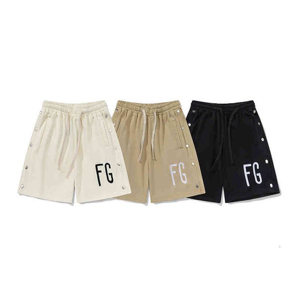 

men's pants street hip hop bibb fog embroidered lettered sweatpants men's and women's double breasted shorts 7vch, Black