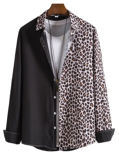 

men leopard print shirt without tee v6lr#, White;black