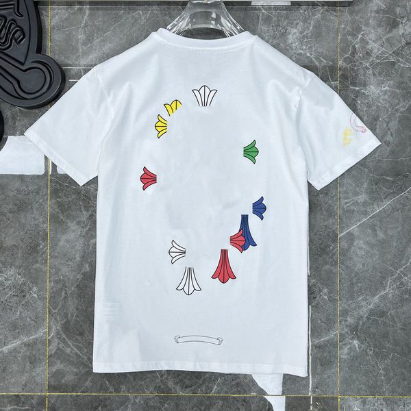

luxury classic mens t shirts fashion brand ch men tees horseshoe cross designer tshirts summer man hip hop sweater sanskrit letter t-shirt, White;black