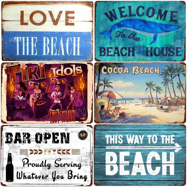 

love the beach tin sign bar pub cafe shop wall decoration vintage metal art sticker poster home decor iron plate 30x20cm