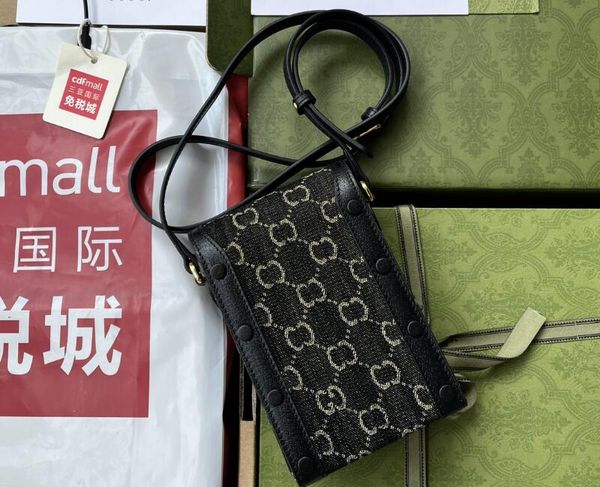 

realfine bags 5a 625615 11.5cm black denim 1955 mini dionysuss crossbody shoulder handbags for women purse with dust bag+box