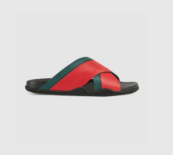 

2021 designer g rubber slide sandal floral brocade men slipper gear bottoms green blue flip flops women striped beach causal slippers with, Black