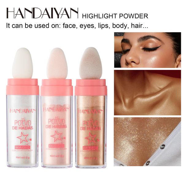 Moonlight White Diamond Highlighter-Puder, Gesichtskontur, aufhellendes Make-up, einfarbig, Fairy High Light Pat Powder, natürliches Rouge