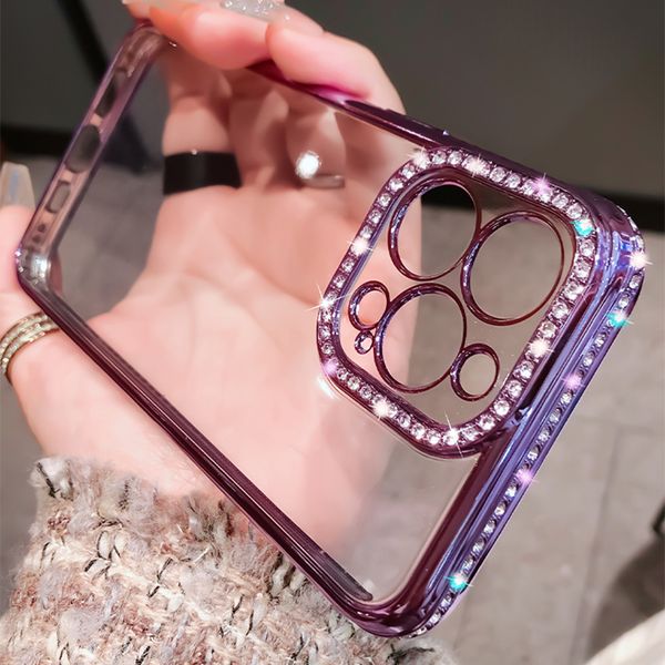 

new designer diamond glitter transparent soft silicone phone cases for iphone 13 12 11 pro max quality flash clear shockproof cover