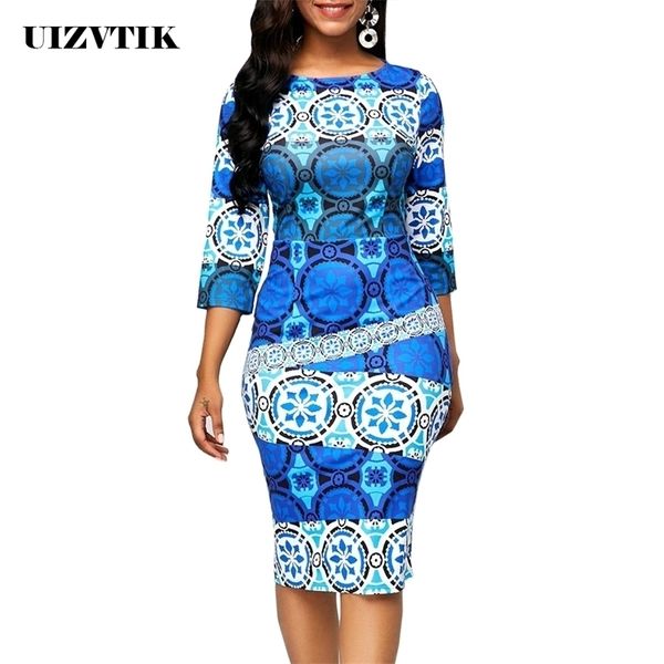 

autumn winter dres casual plus size slim primitive tribe print office bodycon dresses elegant long party dress y200102, White;black