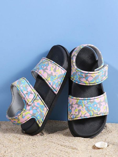 

boys camo letter detail sports sandals she, Black;red
