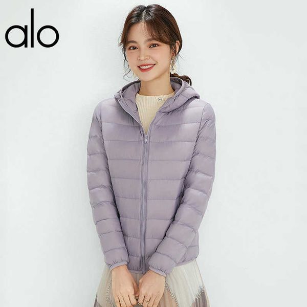 

alo coats new autumn and winter women's hooded yoga wear fitness exercise warmth plus velvet zipper down jacket