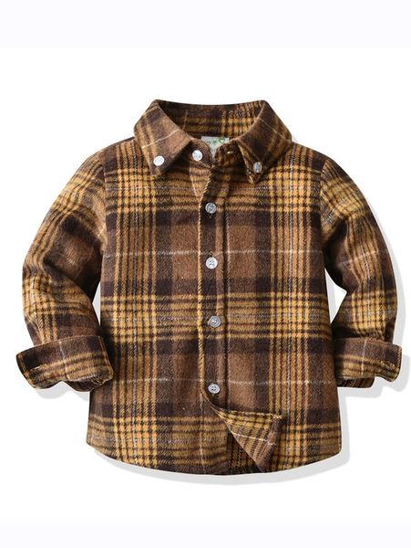 

toddler boys plaid pattern button up collar overcoat she, Blue;gray