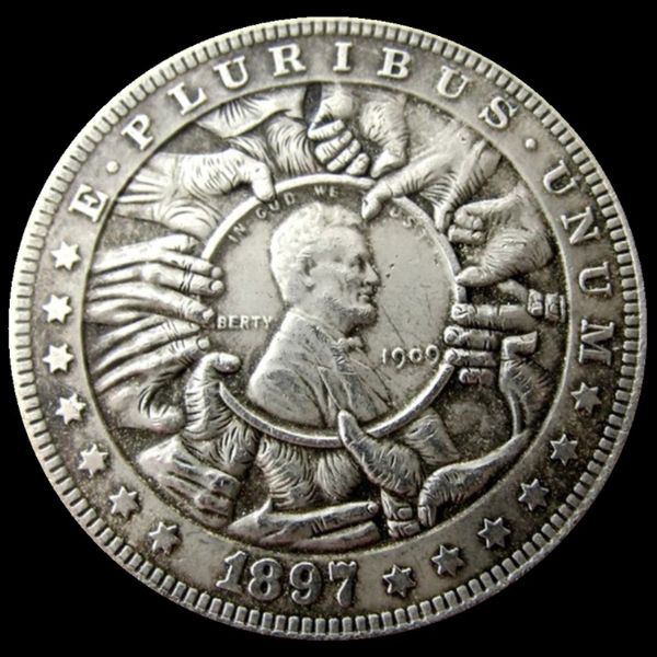 

hb55 hobo morgan dollar skull zombie skeleton copy coins brass craft ornaments home decoration accessories