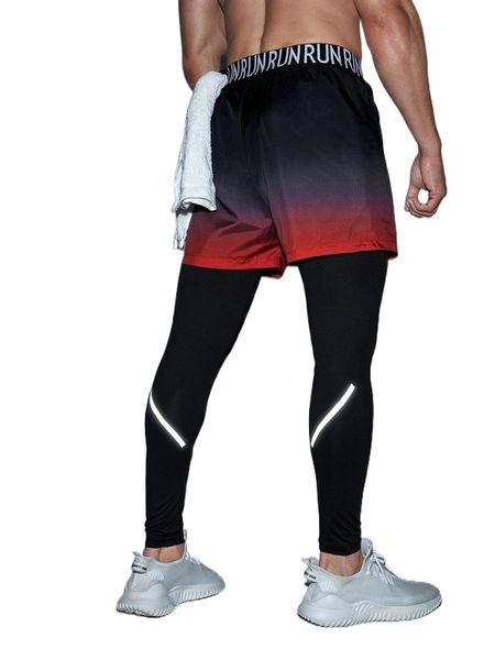 

men ombre phone pocket 2 in 1 sports pants & towel loop t40o#, Black