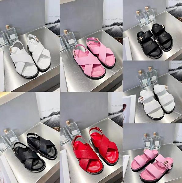 

summer women designer sandals luxury rubber comfort sandal fashion four color flat embossing slippers outdoor leisure sandbeach shoes, Black