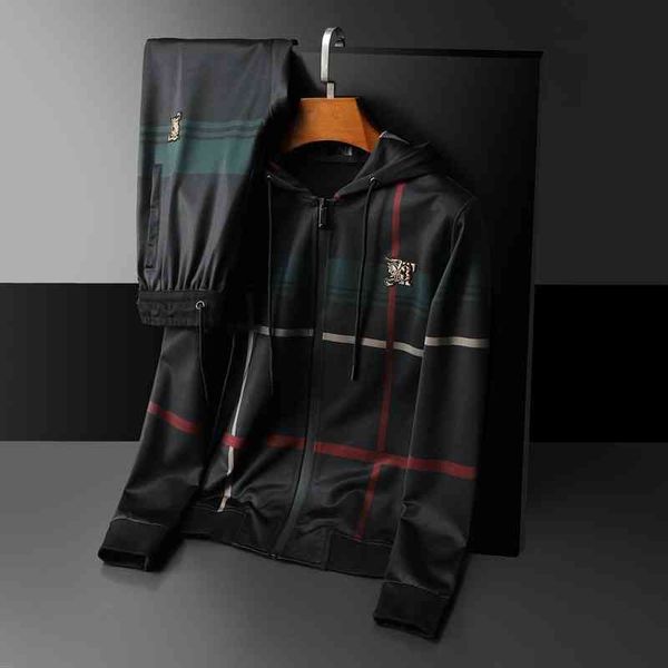 

men's sports fashion trend brand clothing new long sleeve leisure suit, Gray