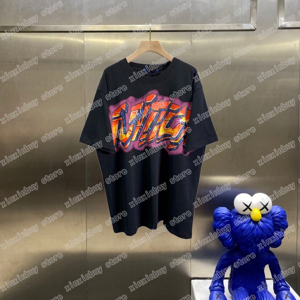 

22ss women designers t shirt tee graffiti big letters short sleeve man crew neck paris streetwear black white xinxinbuy xs-l