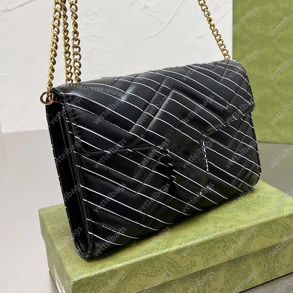 

gold chain handbag fashion tote bag stripes shoulder bags designer letter crossbody leather clutch purse women wallet