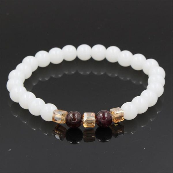 

natural white chalcedony garnet strands bracelets amp bangle for women jewelry buddha elastic yoga stone bead bracelet dropshipping, Black