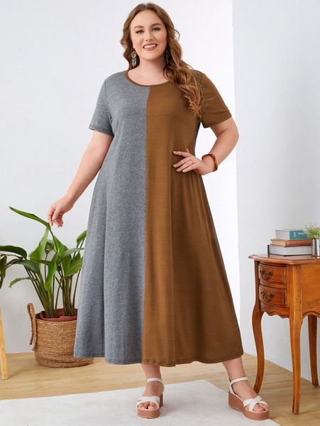 

emery rose plus two tone tee dress f12k#, Black