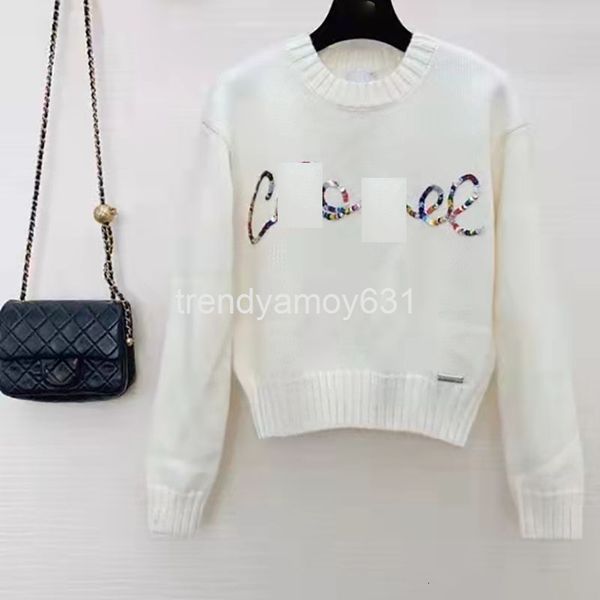 

women's sweaters 21 autumn and winter colorful sequin sweater female letter bead short pullover top, White;black
