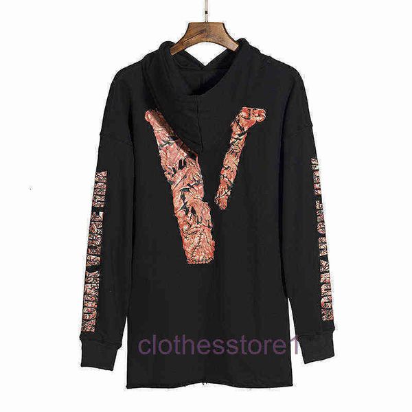 

designer vl hoodies big autumn vs devil v printed high street fashion brand loose casual men's and women's hip hop hooded sweater, Black