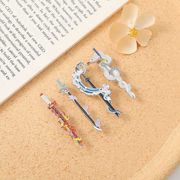 

ghost killing blade animation film and television brooch peripheral knife metal plating badge medal cos clothing props accessories, Gray