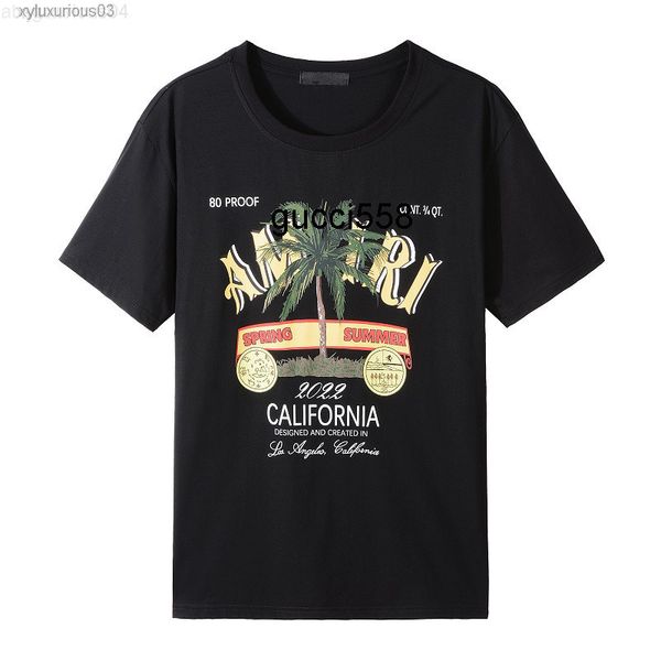 

2228 summer amis cotton leisure natural landscape pattern clothes youth round neck short sleeve men's t-shirt, White;black