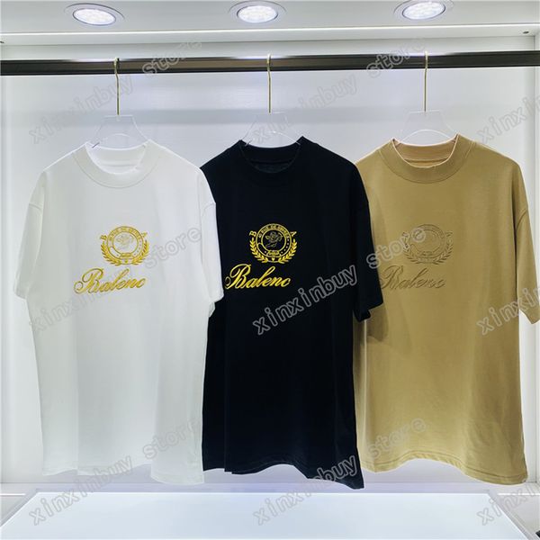 

22ss men women designers t shirts tee paris love letter embroidery short sleeve crew neck streetwear black white xinxinbuy m-2xl, White;black
