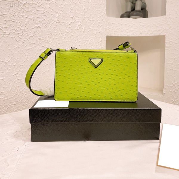 

luxuries designers women bag ostrich pattern leather triangle handbags crossbody purses underarm shoulder bags wallet 20*12cm
